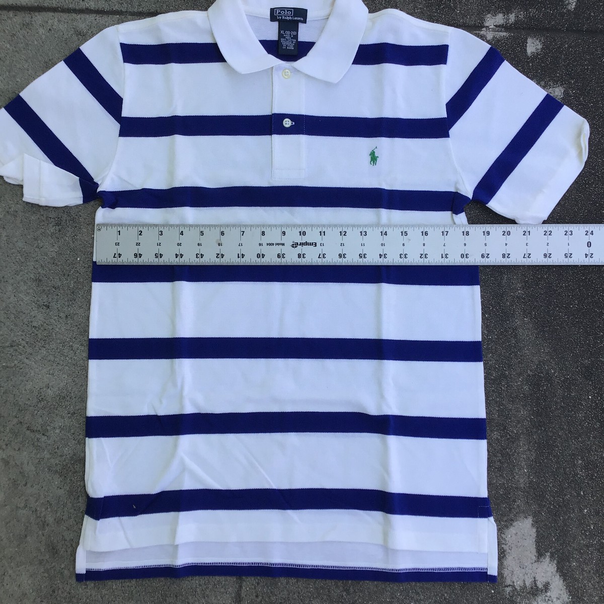 Polo Ralph Lauren Shirt XL (18-20) Youth Blue White Short