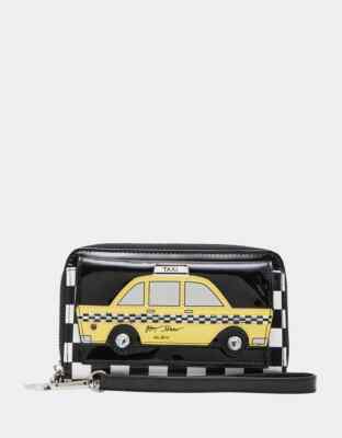 Betsey Johnson Kitsch Fare Play Taxi Yellow Faux Leather Wallet Wristlet