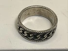 Vintage Sterling Silver Wave CHAIN Band Style Ring SIZE 12.5Marked 925 -9.8 GRAM