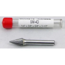 Carbide Burr (SM-4D) Pointed Cone - Double Cut - 1/4 x 3/8 x 5/8 x 2 1/2