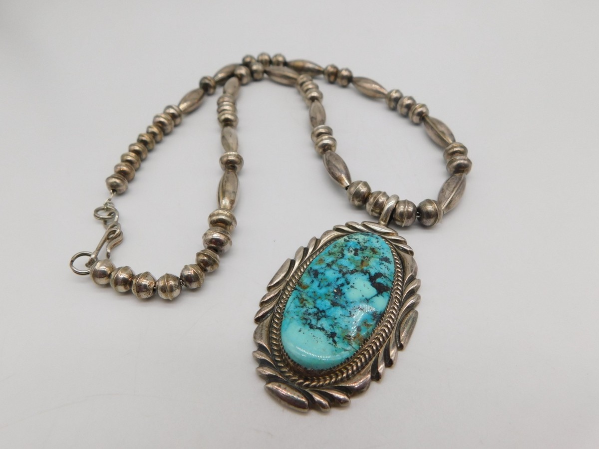 NATIVE AMERICAN NAVAJO INDIAN R BENNETT STERLING SILVER TURQUOISE