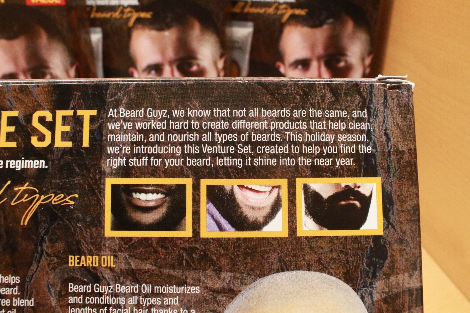 (4) BEARD GUYZ 5 Piece Venture Set Men's Beard Grooming Set Beard Oil Balm Brush