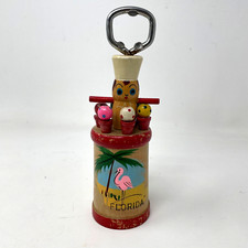 Vtg Japan Florida Flamingo Wood Elf Corkscrew Toothpick Holder Barware Souvenir