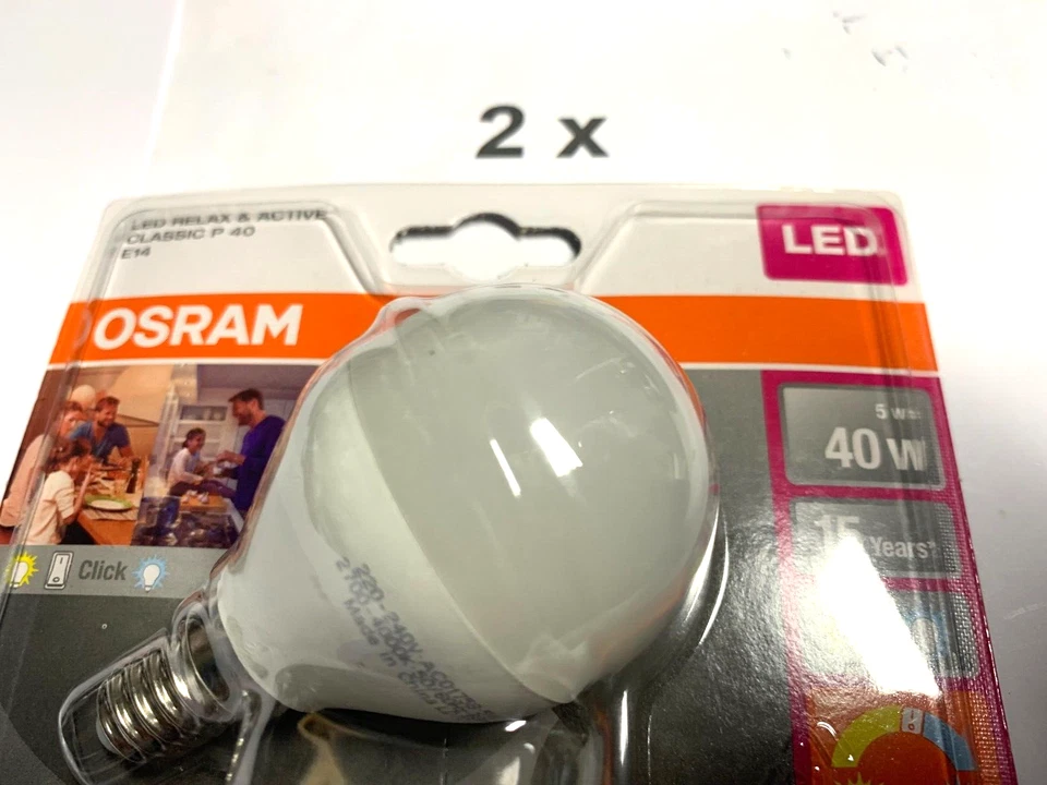Osram LED Relax+Active P40, E14, 5W(40W) matt 2700 & 4000K per Schalter, 2 Stück