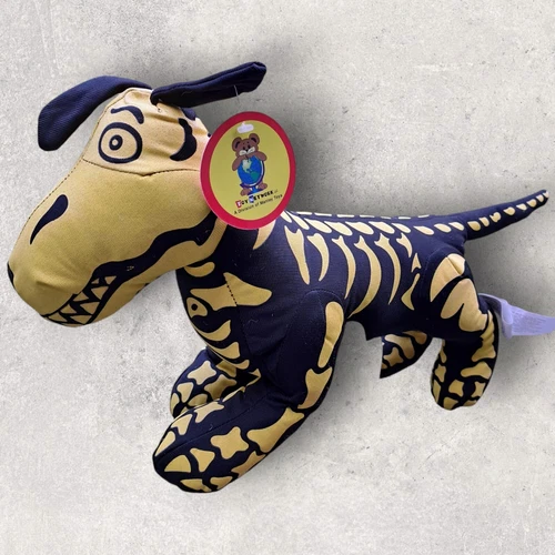 Vtg 90s Halloween Skeleton Dog 17" Plush Glow in The Dark Stuffed Animal Toy NEW