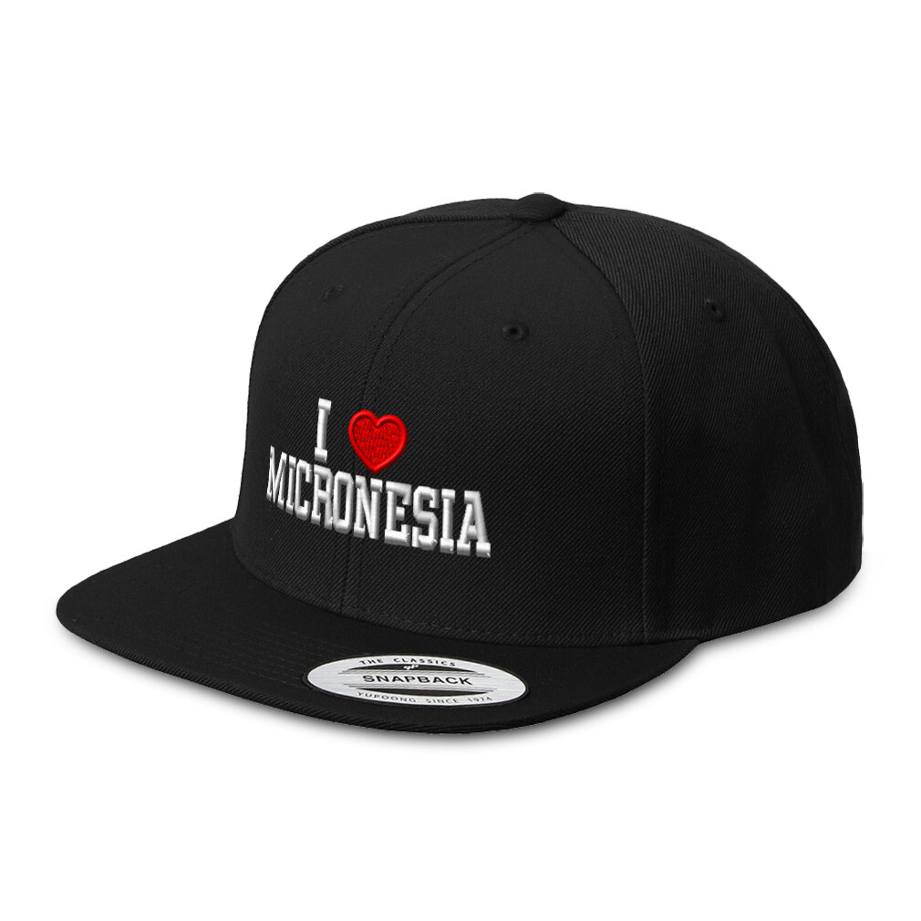 Snapback Hats for Men & Women I Love Micronesia Acrylic Flat Bill Baseball Cap