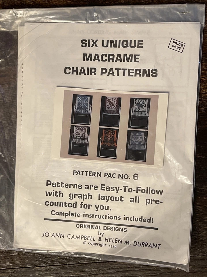 Vintage Unique Lawn Chair Macrame Patterns JoAnn Campbell RoadRunner Kachina #6 - Image 2 of 4