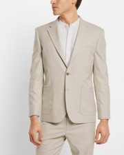 NEW EXPRESS 278 KHAKI SLIM SLUB SUIT JACKET SZ 42S