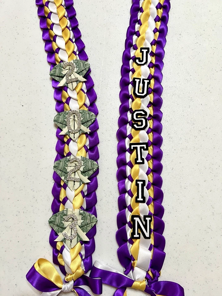 PERSONALIZADO Graduación Doble Trenza Lei - 3 Colores Personalizado Lei, Bling Estrás Foto 3 de 4