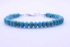 6mm Blue Green Natural Kingman Arizona Turquoise Gemstone Rondelle Bead Bracelet