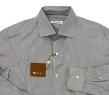Loro Piana Striped Torino Long Sleeve Cotton Shirt Size XL Made in Italy