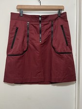 Marni Summer Edition Women  s Burgundy Skirt Casual Front Zipper Pockets Size 44
