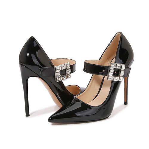 Sexy hochhackige Herren-Damenschuhe T-Riemen Lackleder Strass spitz Drag Queen - Bild 8 von 28