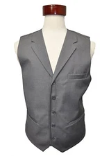 Men's light gray color formal wool feel  vest with lapel  size ( 44 )