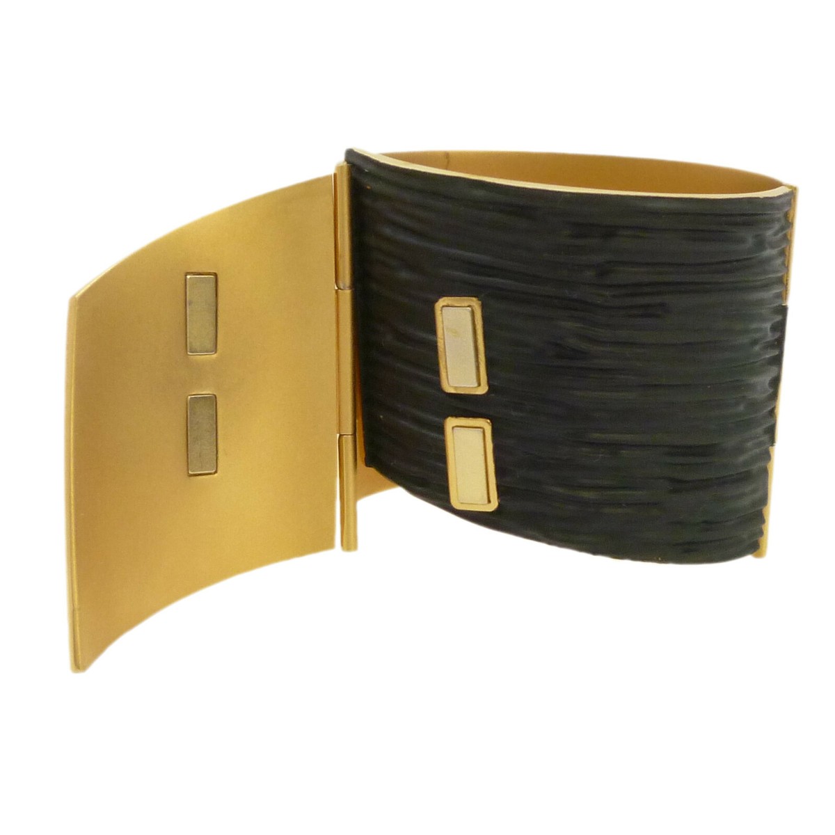 Authentic LOUIS VUITTON Bangle Bracelet Black Gold Tone Authentic LOUIS VUITTON Bangle Bracelet Black Gold Tone