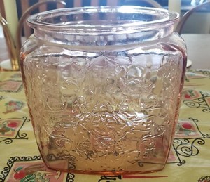Vintage Madrid Pink Depression Glass Cookie/Biscuit Jar (No Lid)