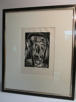 Karl Schmidt-Rotloff - Head of Man (Kopf Eines Mannes) - Woodcut