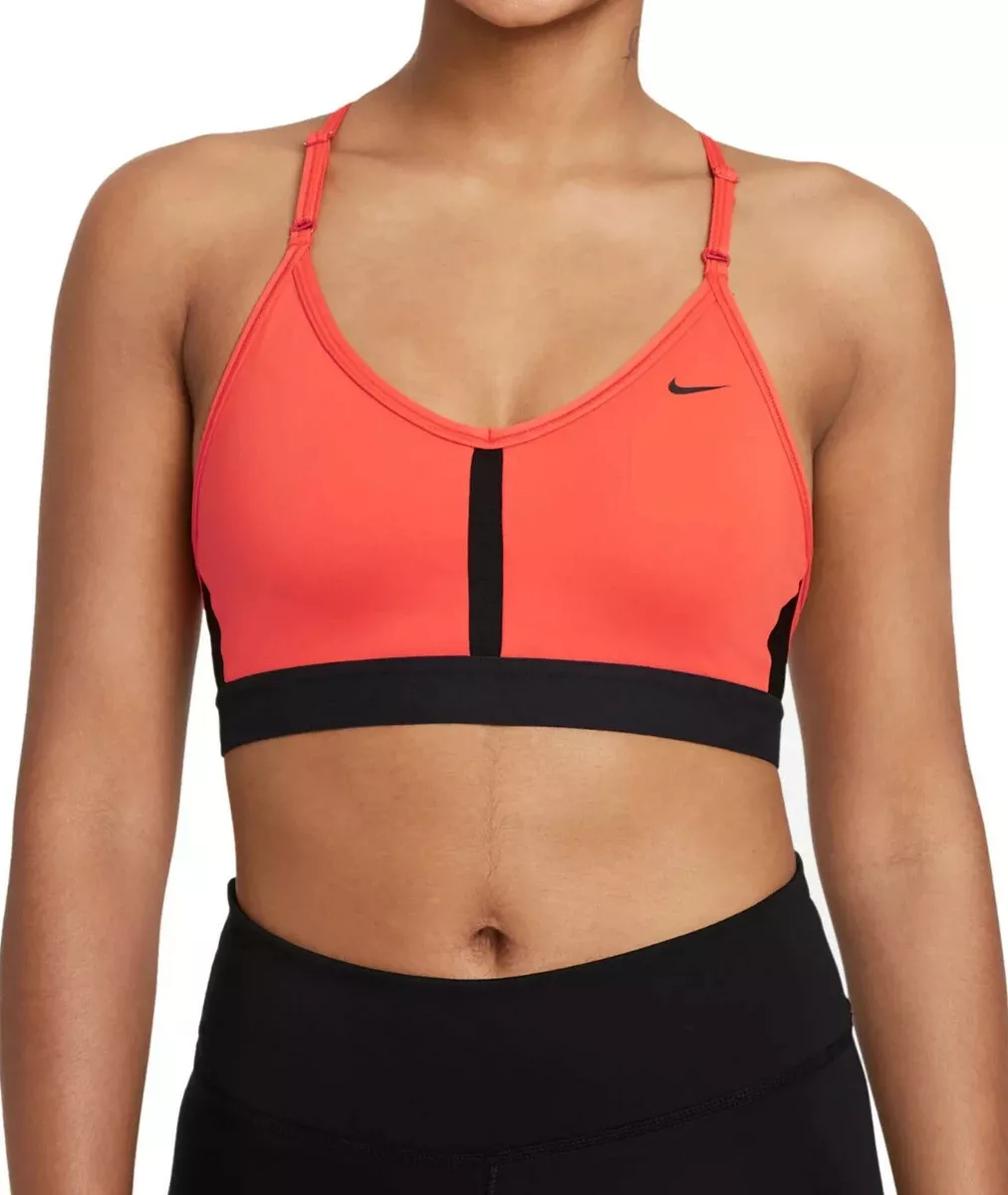 Nike Women's Indy Chile Red/Black LS Padded V-Neck Sports Bra