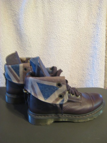 Dr Martens Amilita Triumph Brown British Flag Union Flag Leather Boots RARE