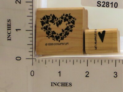 Stampin' Up! 1998 2003 Wood Block Stamp Set Valentine Love Heart Vines ...