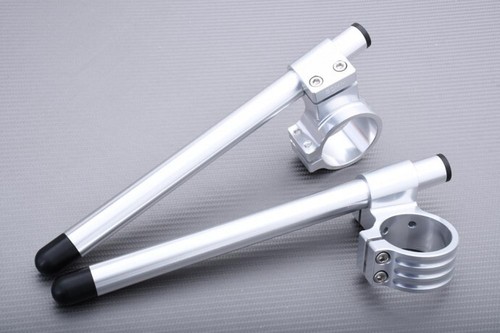 Silver Pair High Rise Clip-on Handlebars 35mm YAMAHA XS-400 J/K Maxim 1982-1983 - Picture 9 of 10