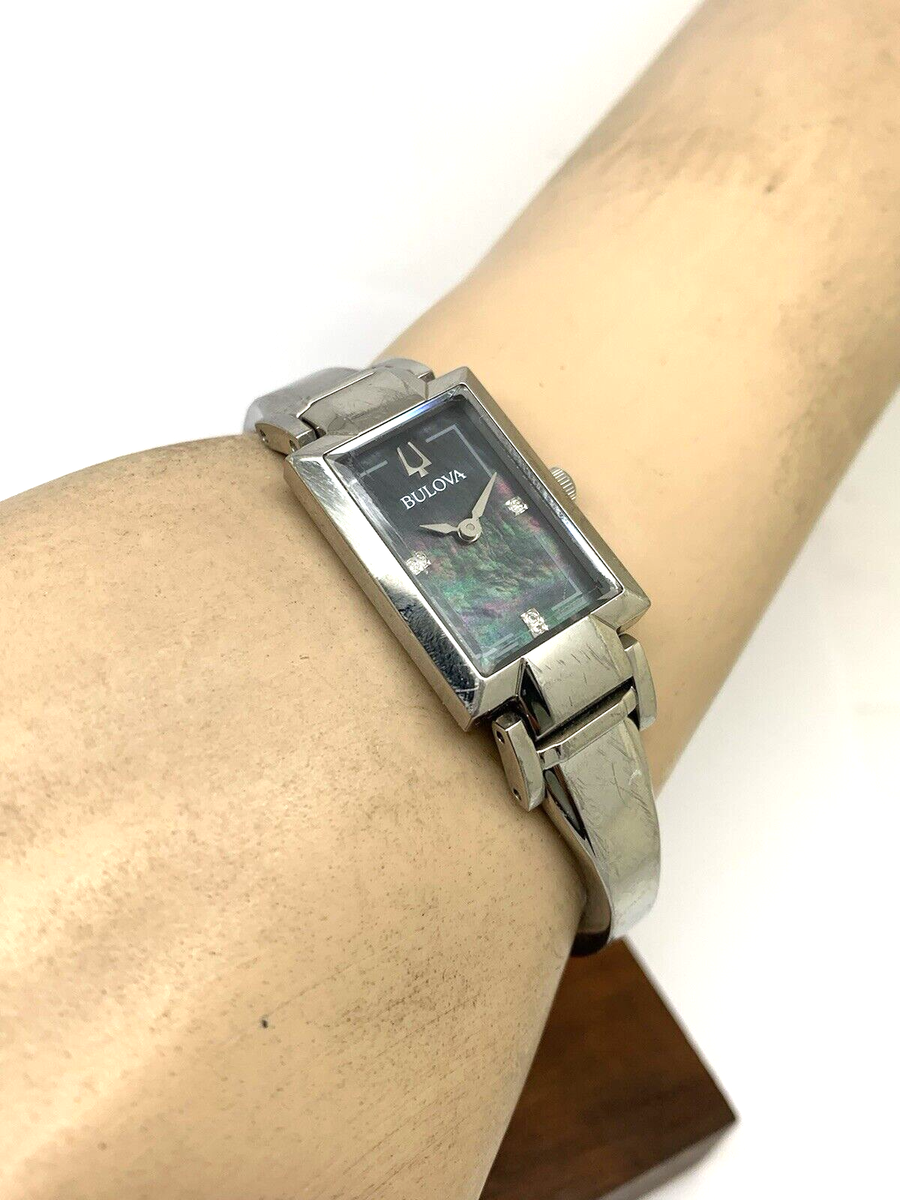 Bulova Womens Watch 96P209 Silver Tone Black Mother of Pearl  display picture 2