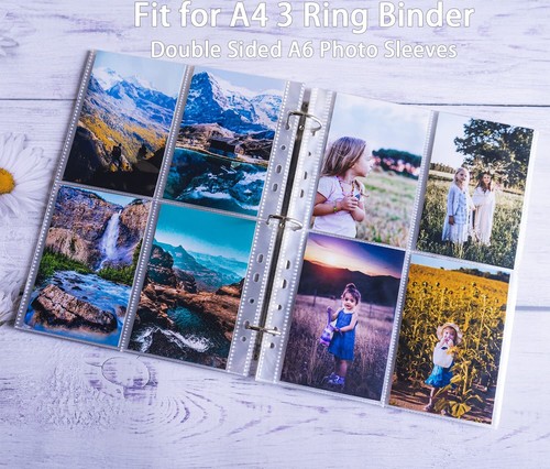 30Pack 240 Pockets A6 Photo Sleeves for A4 2/3/4 Ring Binder 4 Pocket 109x153 mm - Picture 5 of 7