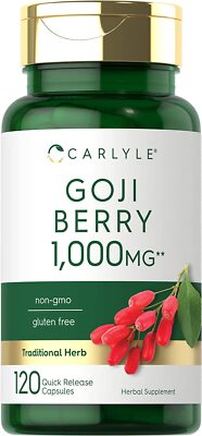 Goji Berry 1000mg | 120 Capsules | Concentrated Wolfberry Extract | by Carlyle