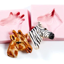 Zebra and Giraffe Mold Set Sculpey Fimo Resin Flexible Silicone Molds   (225)