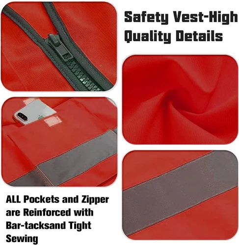 Safety Vests 20 Pack,Hi Vis Construction Vest with 5 Pockets image 3
