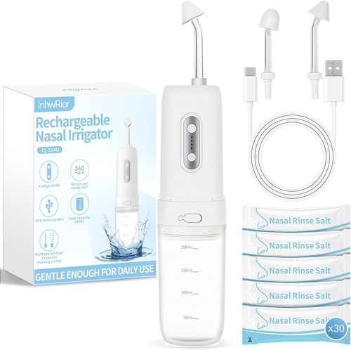 InhwRior Electric Nasal Irrigator Set, Nose Rinse, Pulsating Variable-Flow, Mist