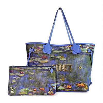 LOUIS VUITTON Neverfull MM Monet Masters Collection Tote + Pouch Bag Jeff Koons