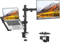 Monitor and Laptop Mount, Monitor Arm with Vented Tray for 13" to 27" LCD