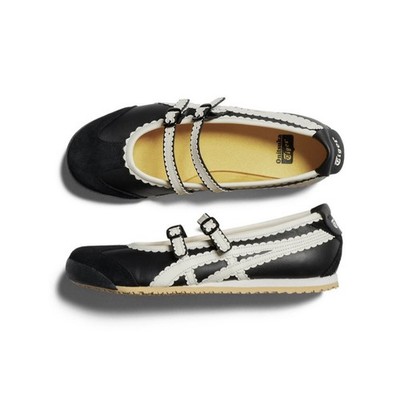 Onitsuka Tiger Mexico 66 Ballet Flats Mary Jane Ballet Sneaker Black Cream Rare
