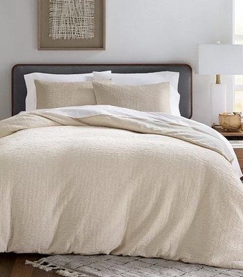 Oake Layered Horizons Duvet + 2 King Shams Natural Color NEW