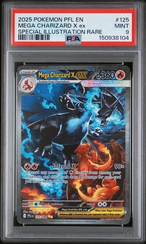 2025 POKEMON PFL EN-PHANTASMAL FLAMES #125 MEGA CHARIZARD X EX PSA 9