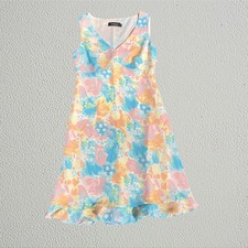 Multicolor floral babydoll ruffle hem dress boho chic coquette cottagecore