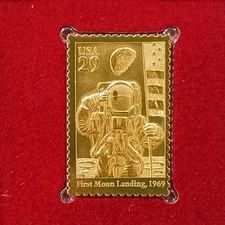 22k Gold Postal Commemorative 1st Day Issue 1st Moon Landing 1969