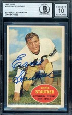 Ernie Stautner Gem Mint 10 Beckett BAS Signed 1960 Topps Autograph Steelers