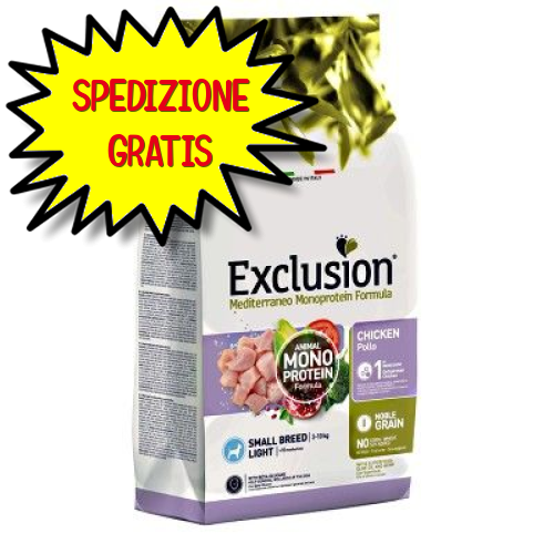 EXCLUSION MEDITERRANEO MONOPROTEIN CANE ADULT SMALL LIGHT POLLO 2 KG