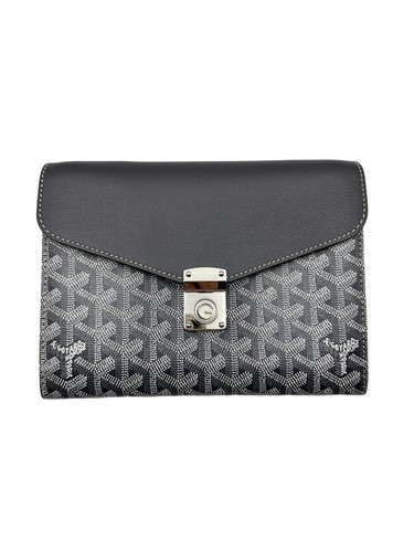 Goyard Goyardine canvas and chevroches calfskin leather Wallet-Pouch Grey gr20