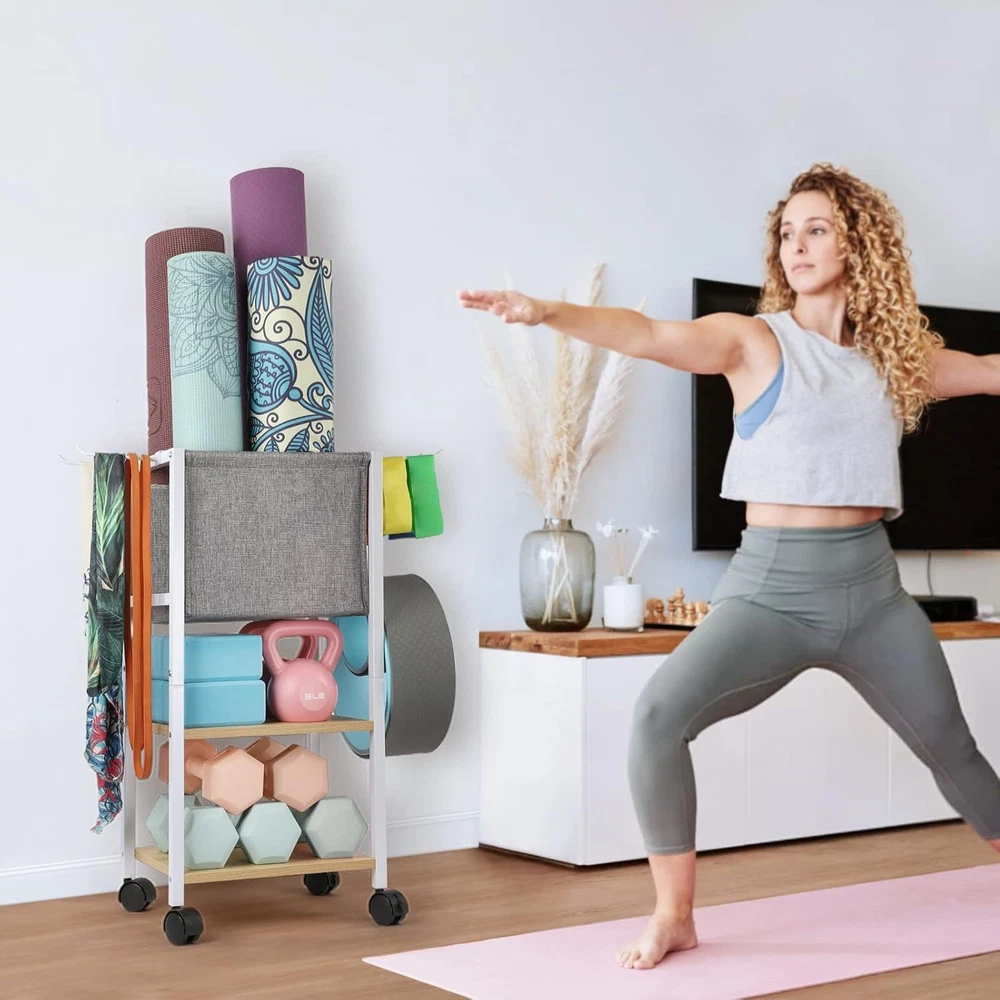 Yoga Mat Storage Rack for Home Gym Workout Equipment Organizer Yoga Mat Storage Rack for Home Gym Workout Equipment Organizer