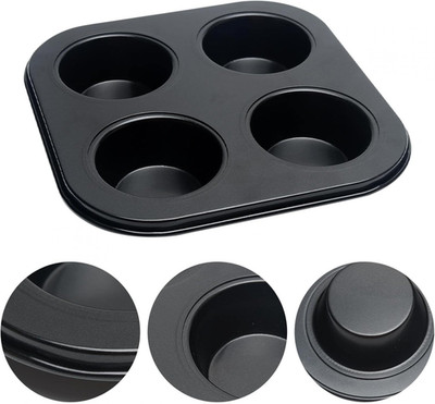 4 Cup Muffin Pan Mold - Non-Stick Cupcake Baking Tray/Tin - Carbon Steel Cake Mo