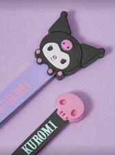 2 Pairs of Kuromi Metal Tweezers Slanted Tip Black Purple Kuromi Skull 2 Sizes