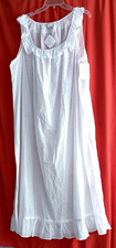 Eileen West Sleeveless White Clip Dot Ruffle 100 Cotton Lawn Ballet Nightgown L