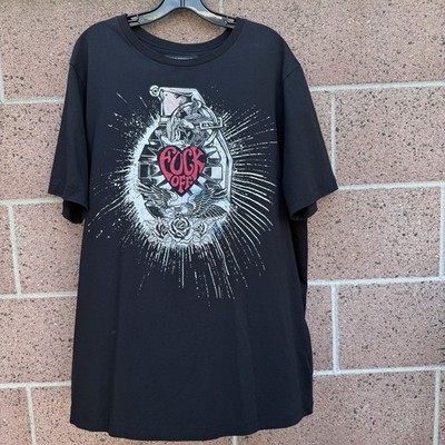 Cult Of Individuality T-Shirt Mens 2XL Black Crew Neck F-Off Grenade Love Hurts