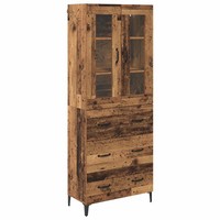 Rustikales Highboard Wandmontiert Altholz 69,5 X 34 X 180 Cm