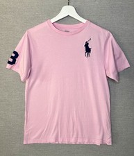 Polo Ralph Lauren Big Pony Boys 18-20 Cotton Jersey T-Shirt Pink With Navy Logo