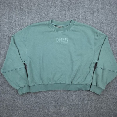 Oner Active Sweatshirt Womens M Green Crew Neck Pullover Relaxed Fit Logo Casual