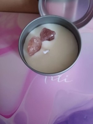Psychic Sisters Kerze Erdbeerquarz Andenken Reiki Energetisierter Edelstein 60g